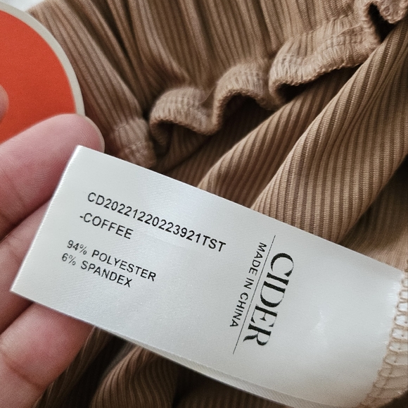 CIDER RIBBED SOLID ELASTIC WAIST WIDE LEG PANTS NWT - Picture 4 of 7